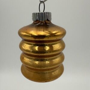 Shiny Brite Christmas Ornament Carriage Lantern Gold Mercury Glass 1954 VTG #762